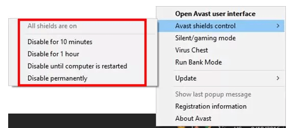 turn off avast on mac for brief time